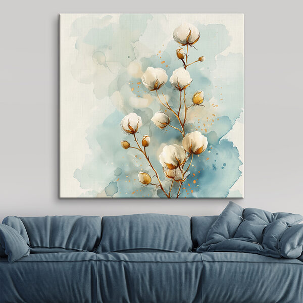 Aquarell von Baumwollblüten Aquarell von Baumwollblüten