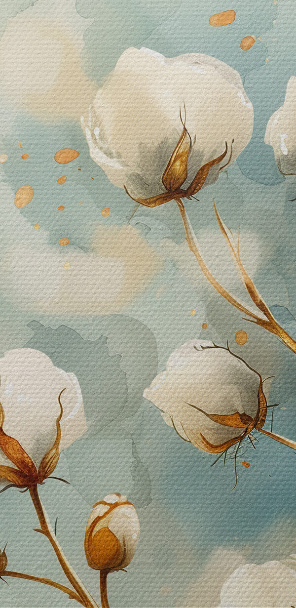 Aquarell von Baumwollblüten Aquarell von Baumwollblüten