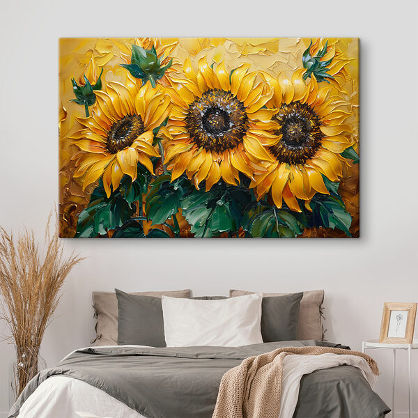 Close up of a painting of sunflowers Close up of a painting of sunflowers