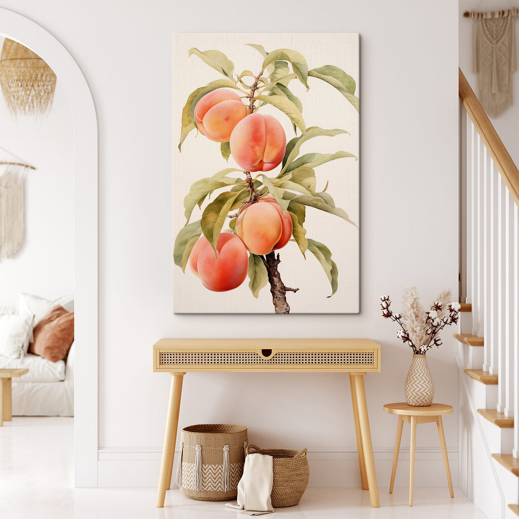 Branch of peaches with leaves