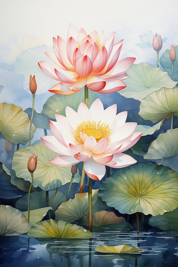 Gemälde einer Blume und Blätter Gemälde einer Blume und Blätter
