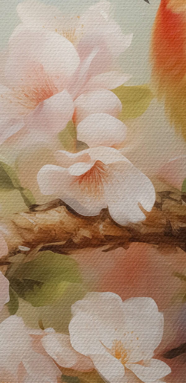 Zwei Vögel auf einem Zweig mit Blumen Zwei Vögel auf einem Zweig mit Blumen