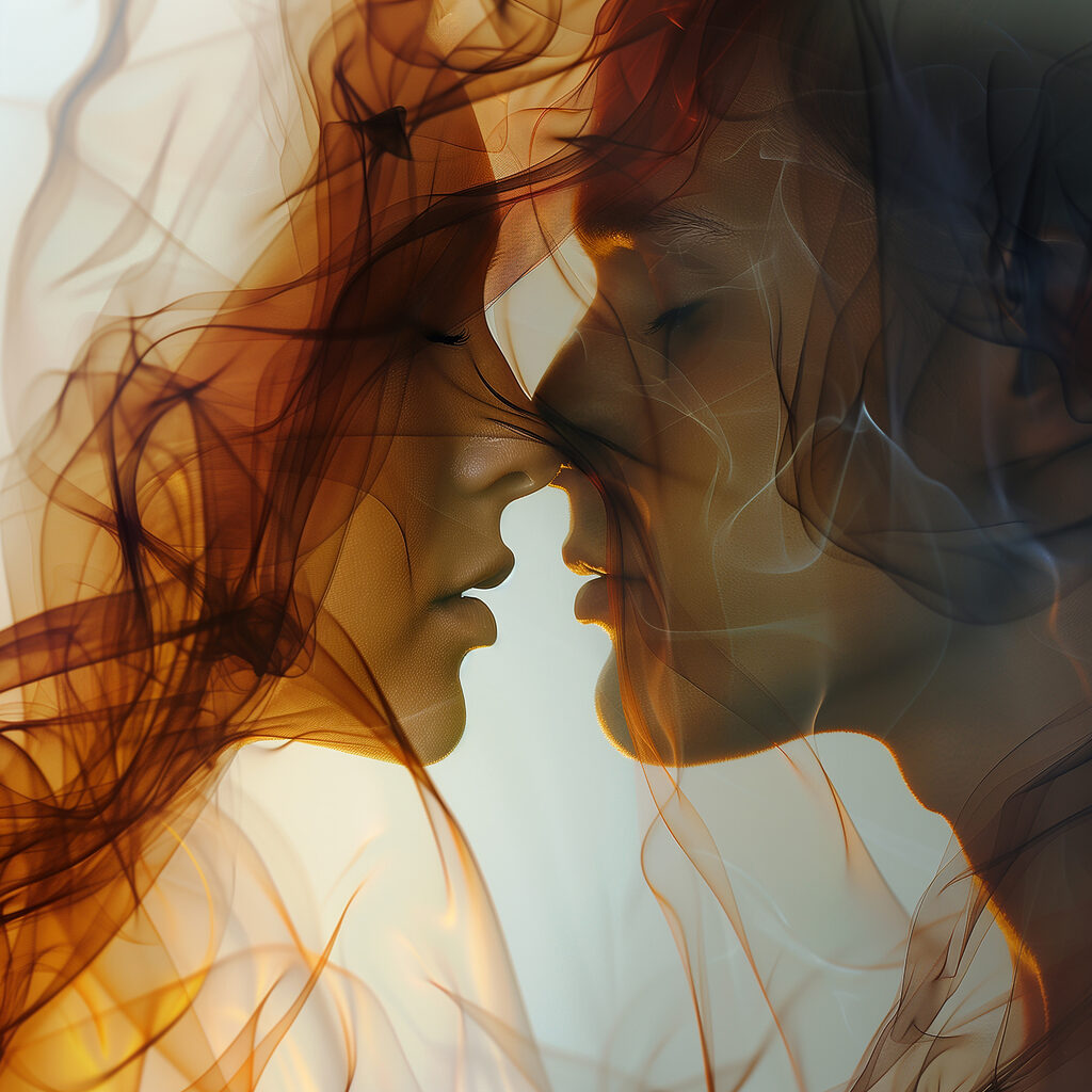 Man and woman with smoke