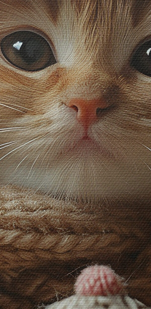 Katze mit gestrickter Mütze und Schal Katze mit gestrickter Mütze und Schal