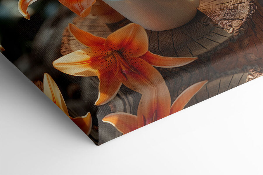 Tasse Kaffee und Orangenblüten
