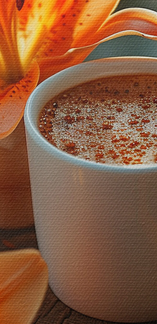 Tasse Kaffee und Orangenblüten Tasse Kaffee und Orangenblüten