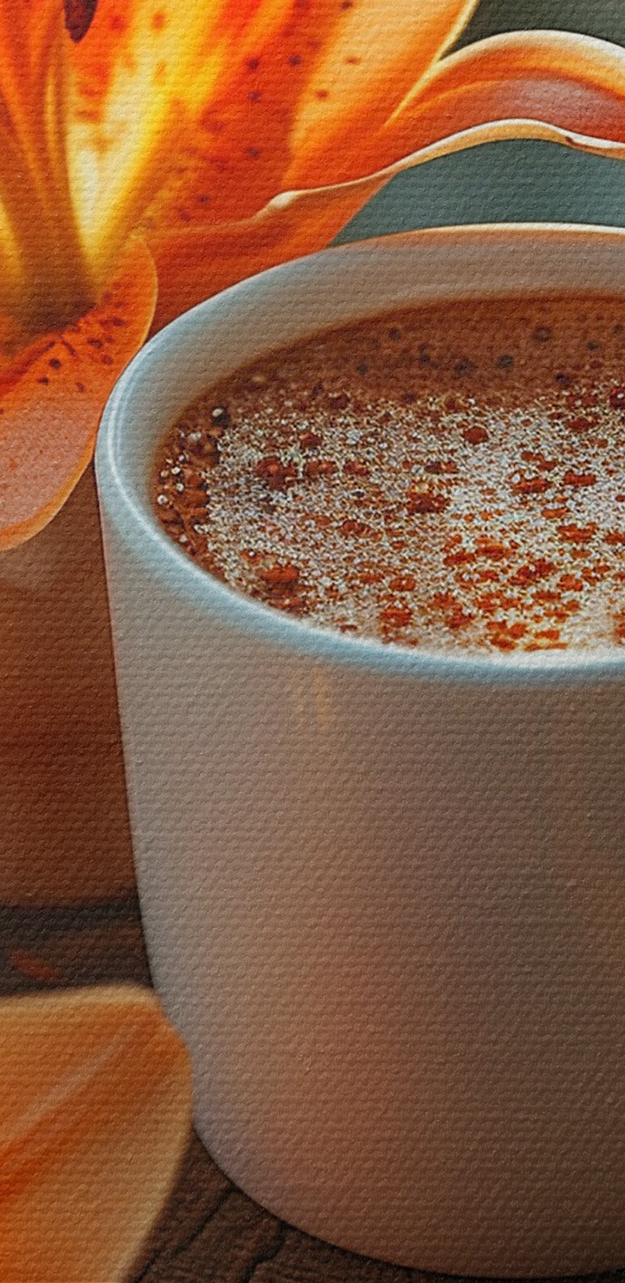 Tasse Kaffee und Orangenblüten