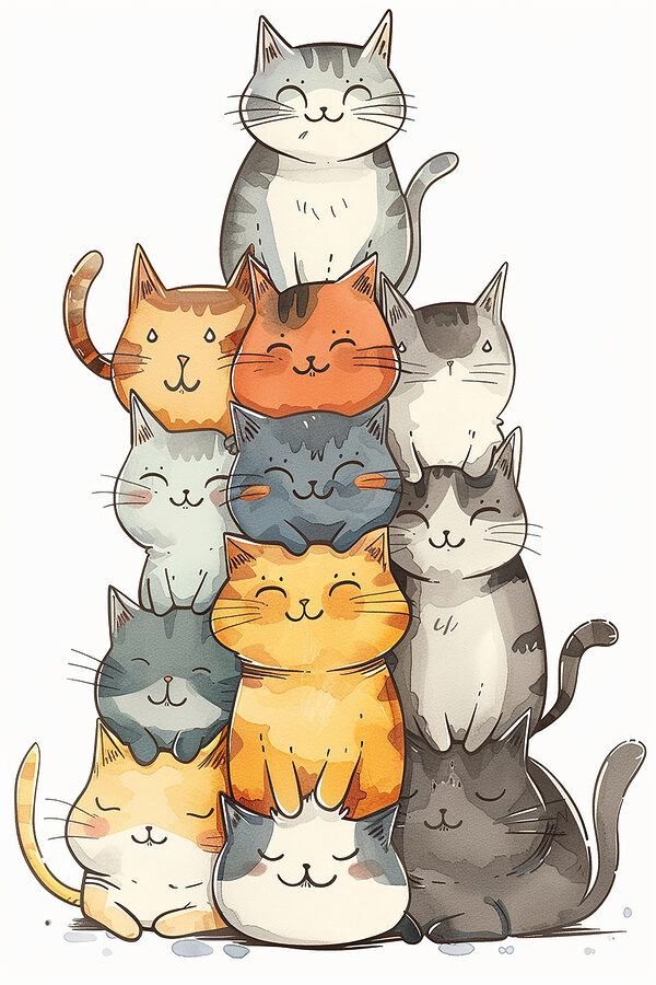 Group of cats stacked together Group of cats stacked together