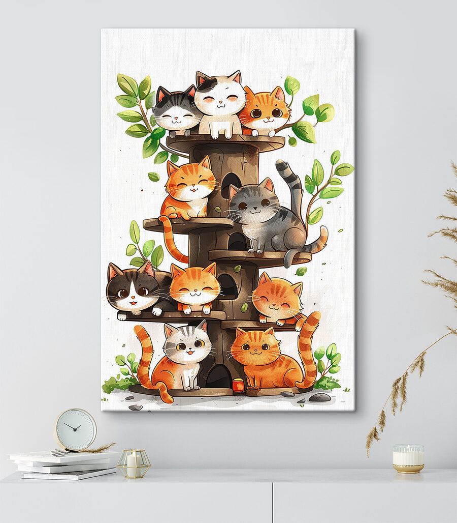 Gruppe von Katzen auf einem Baum