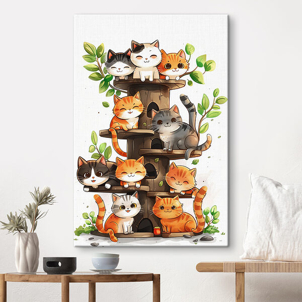 Gruppe von Katzen auf einem Baum Gruppe von Katzen auf einem Baum