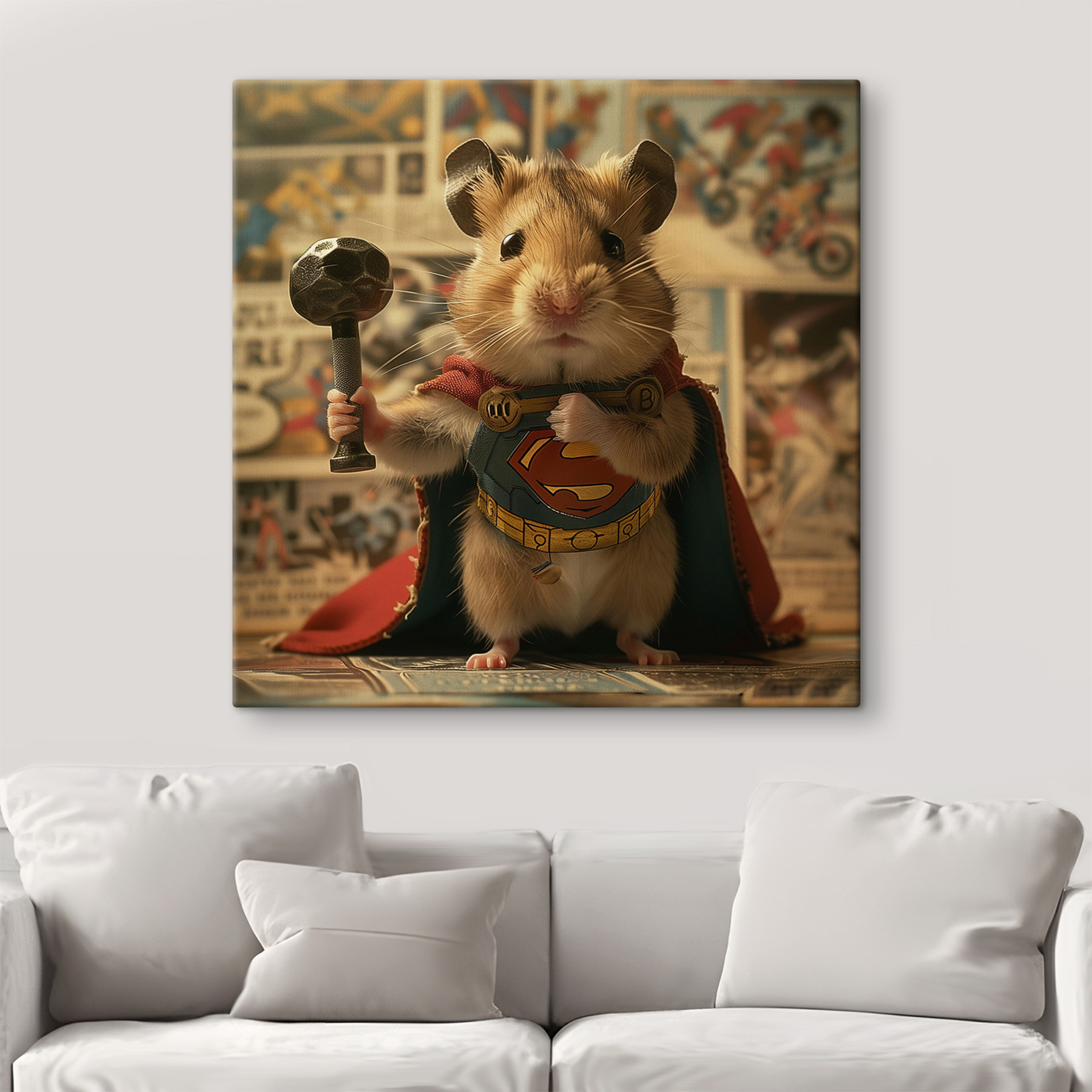 Hamster wearing a cape and holding a hammer Hamster wearing a cape and holding a hammer