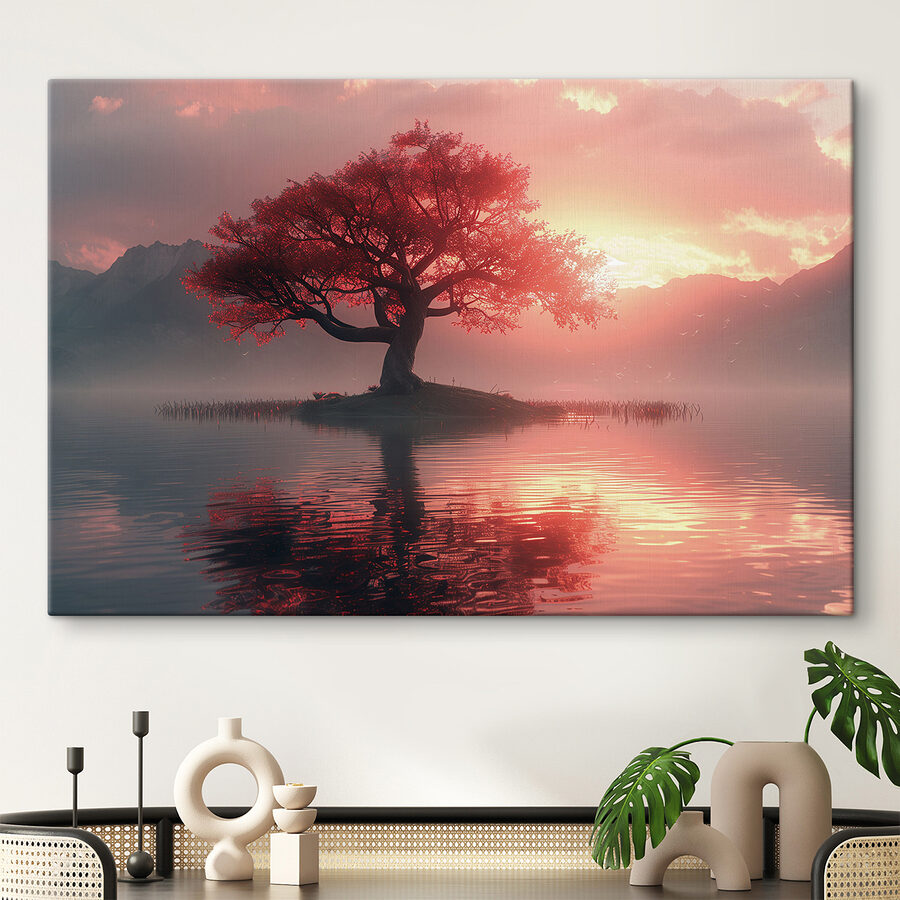 Baum auf einer kleinen Insel im Wasser
