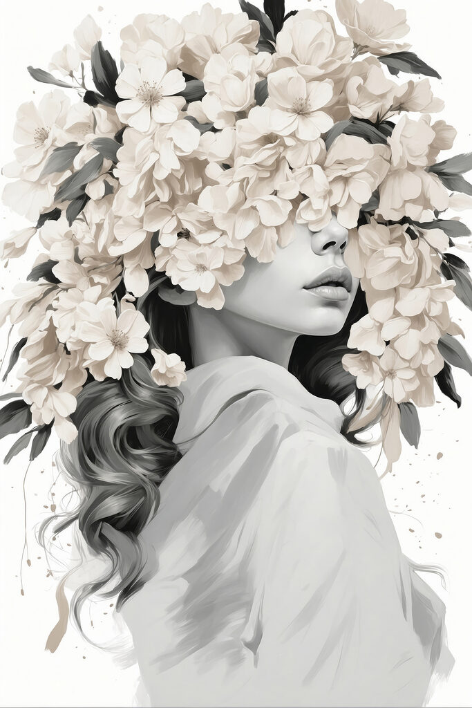 Woman with flowers on her head