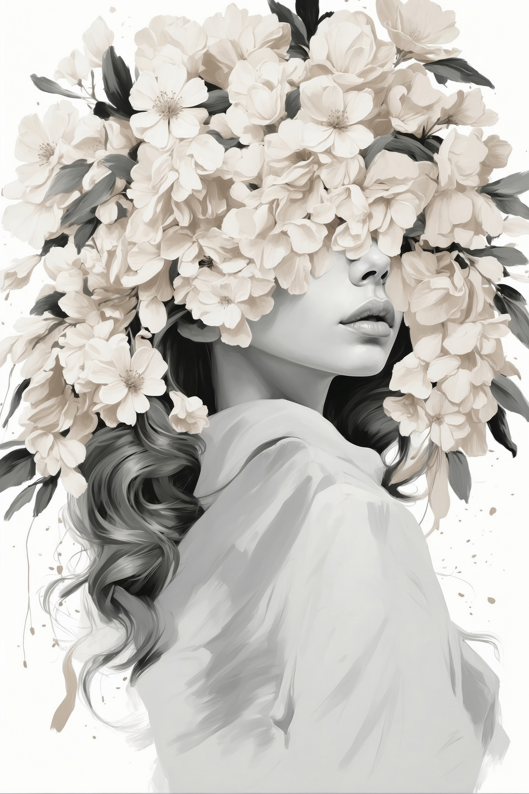 Woman with flowers on her head