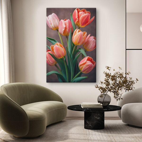 Gruppe von rosa und gelben Tulpen Gruppe von rosa und gelben Tulpen