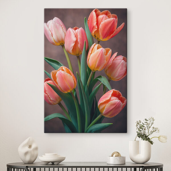 Gruppe von rosa und gelben Tulpen Gruppe von rosa und gelben Tulpen