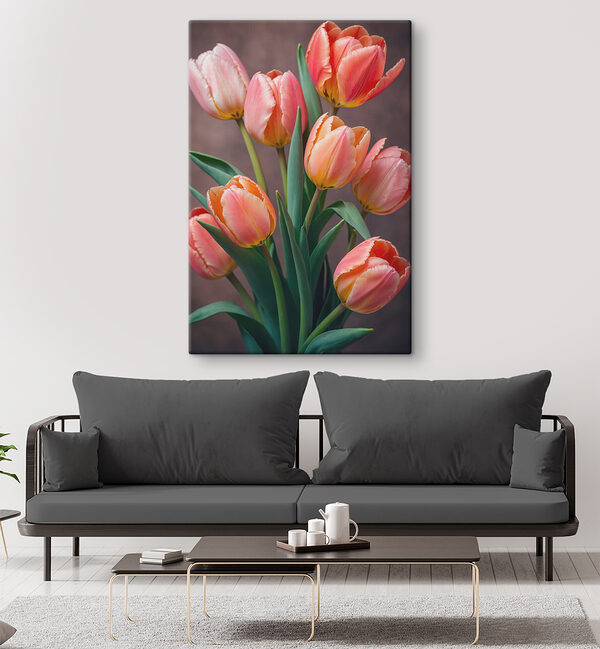 Gruppe von rosa und gelben Tulpen Gruppe von rosa und gelben Tulpen
