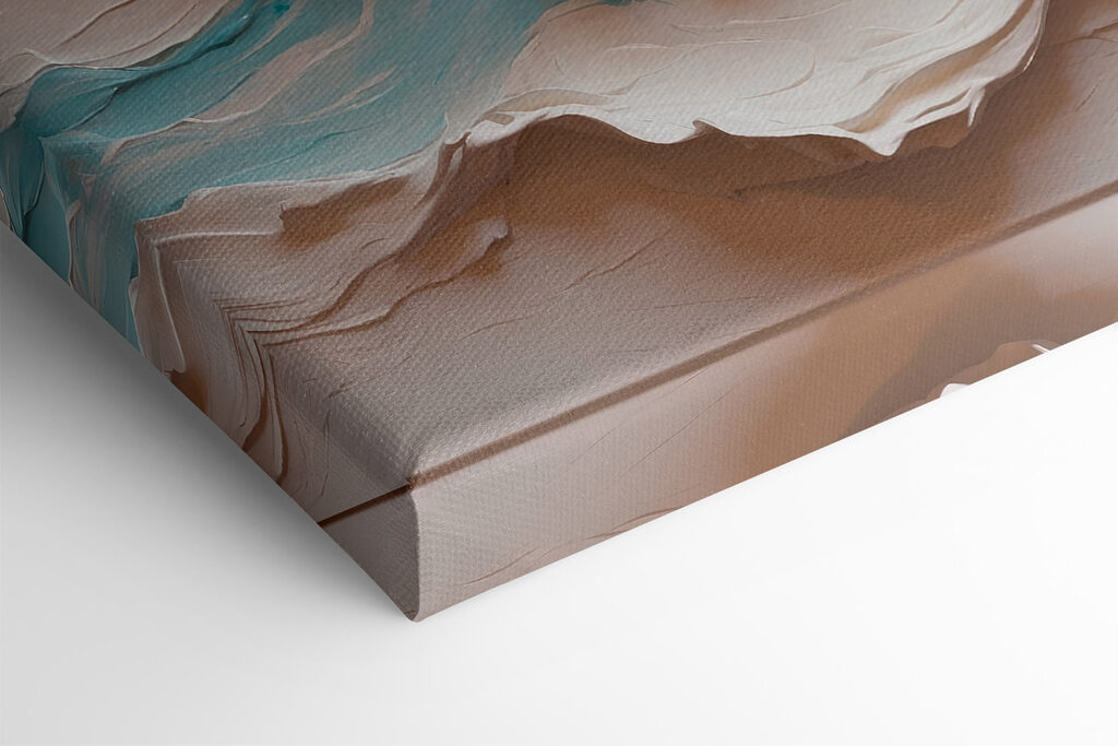 Painting of a mountain with white and blue waves Painting of a mountain with white and blue waves