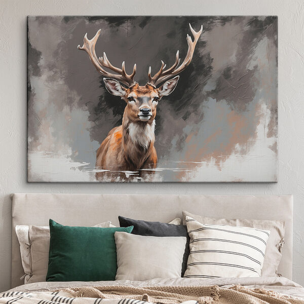 Hirsch mit Geweih schaut in die Kamera Hirsch mit Geweih schaut in die Kamera