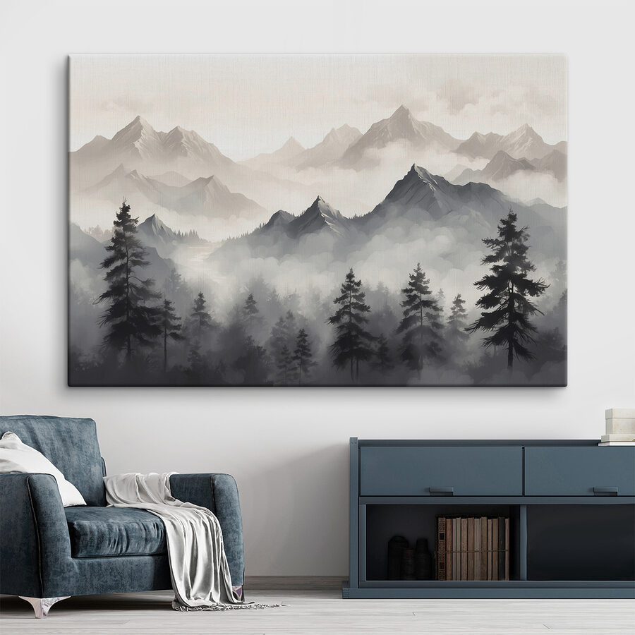 Landschaft mit Bergen und Bäumen Landschaft mit Bergen und Bäumen