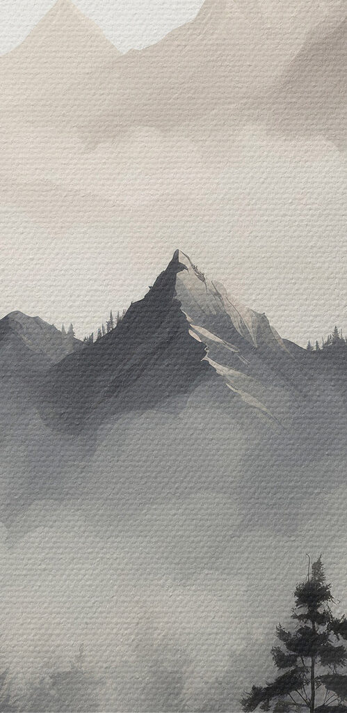 Landscape of mountains and trees