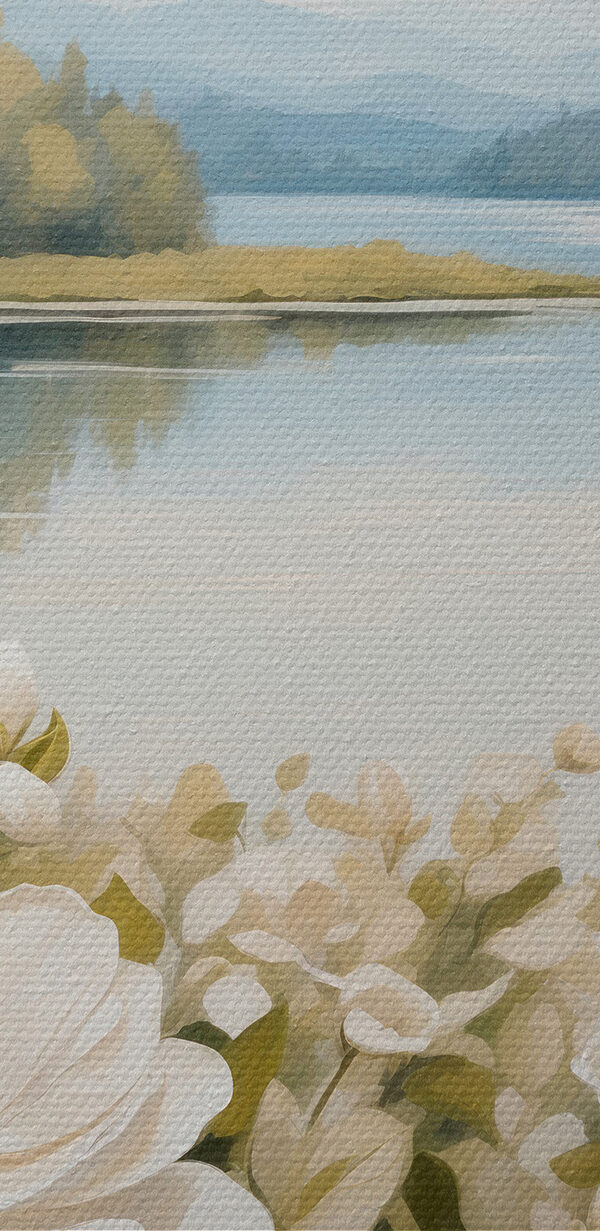 Gemälde von Blumen an einem See Gemälde von Blumen an einem See