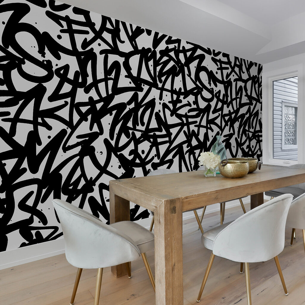 Black and white pattern with letters
