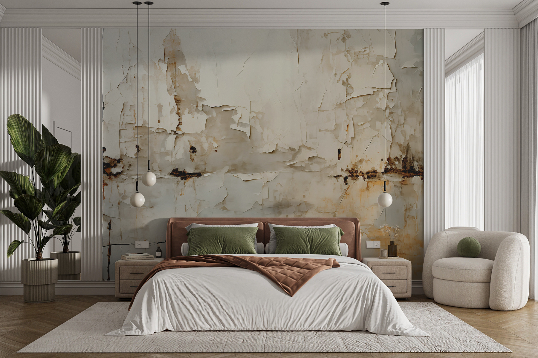 White wall with peeling paint