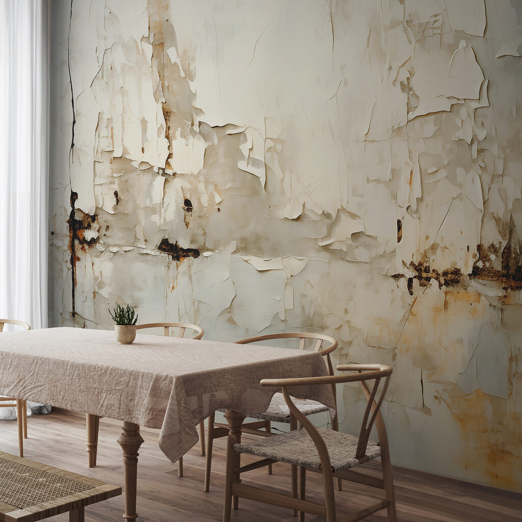 White wall with peeling paint