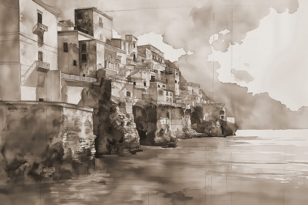 Aquarell einer Stadt Aquarell einer Stadt