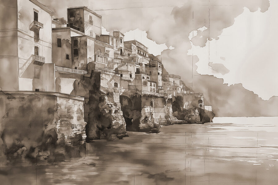 Aquarell einer Stadt Aquarell einer Stadt