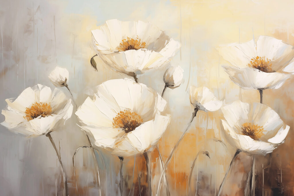 Malerei von weißen Blumen Malerei von weißen Blumen