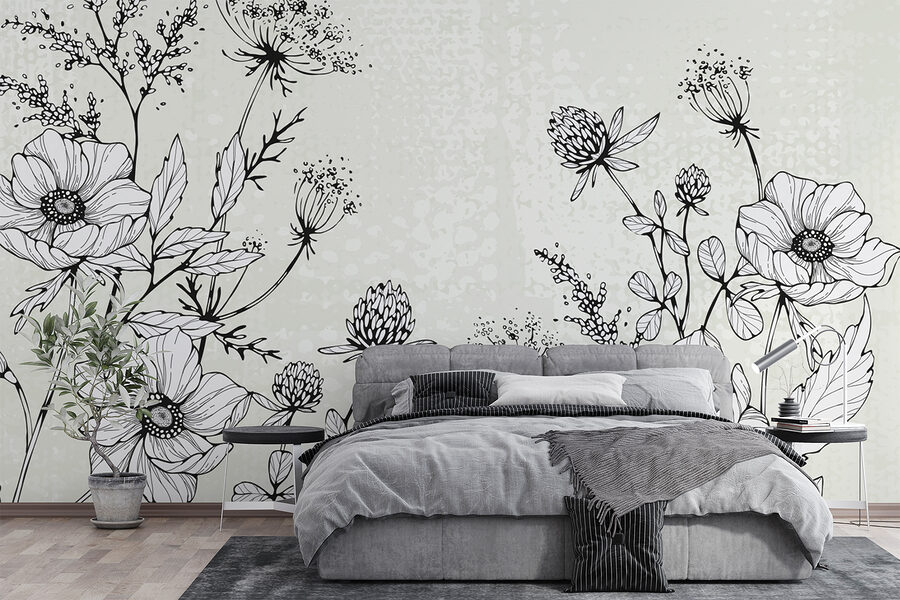 Zeichnung von Blumen und Blättern Zeichnung von Blumen und Blättern