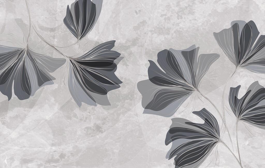 Graues und weißes Blumendesign Graues und weißes Blumendesign