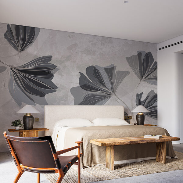 Graues und weißes Blumendesign Graues und weißes Blumendesign