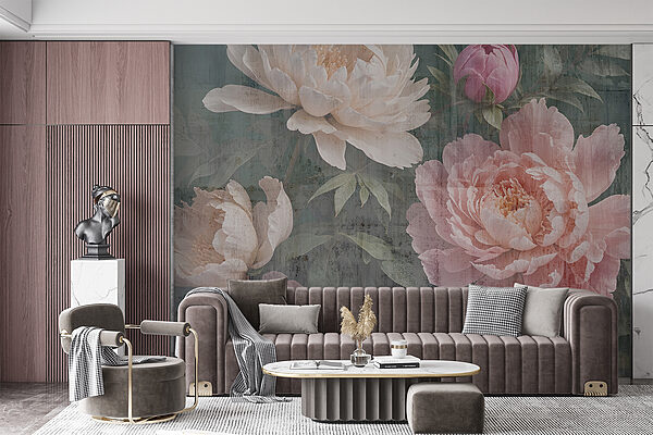 Gruppe von Blumen auf grauem Hintergrund Gruppe von Blumen auf grauem Hintergrund