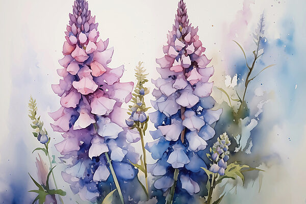 Gemälde von Blumen auf weißem Hintergrund Gemälde von Blumen auf weißem Hintergrund