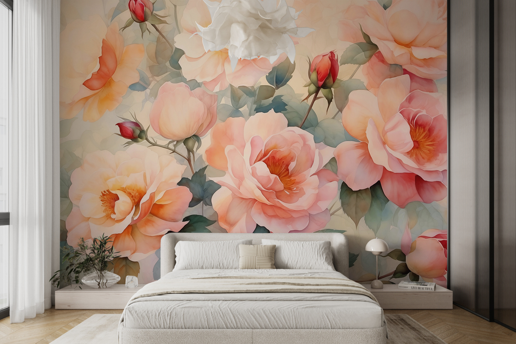 Painting of flowers on a wall