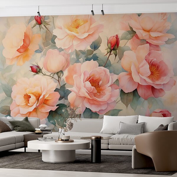 Painting of flowers on a wall