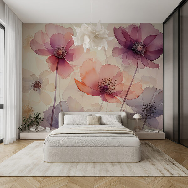 Fototapeten Fototapeten Gruppe von Blumen auf einem weißen Hintergrund (Artikelnummer: w01774)