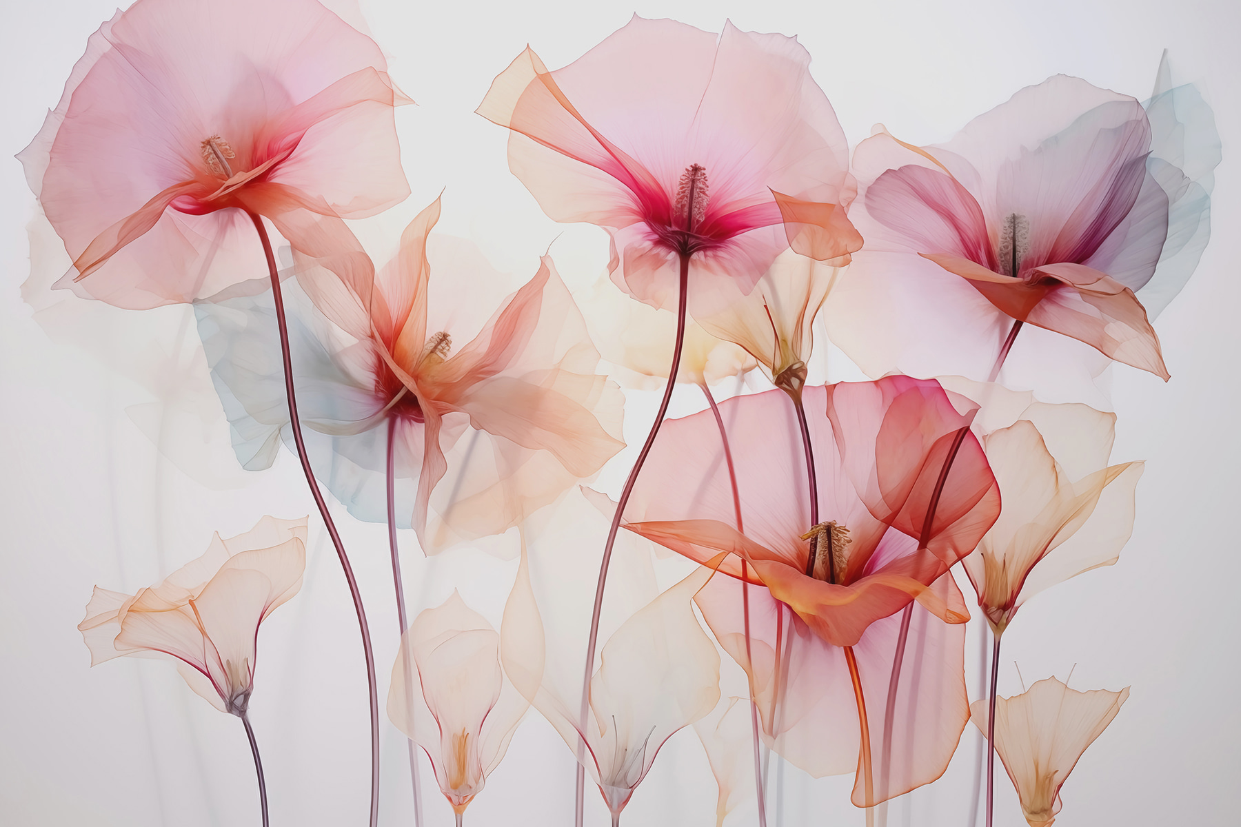 Group of flowers with transparent petals
