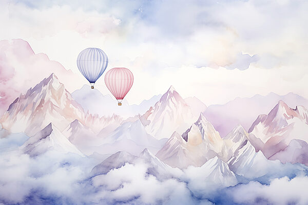 Gruppe von Heißluftballons in den Himmel über den Bergen w01786p 600x400 - Gruppe von Heißluftballons in den Himmel über den Bergen