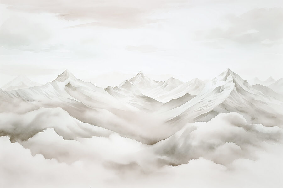 Bergkette mit Wolken