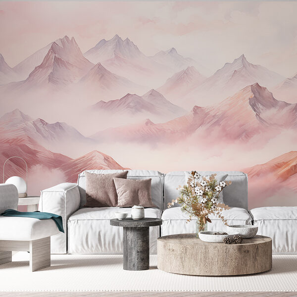 Painting of mountains and clouds