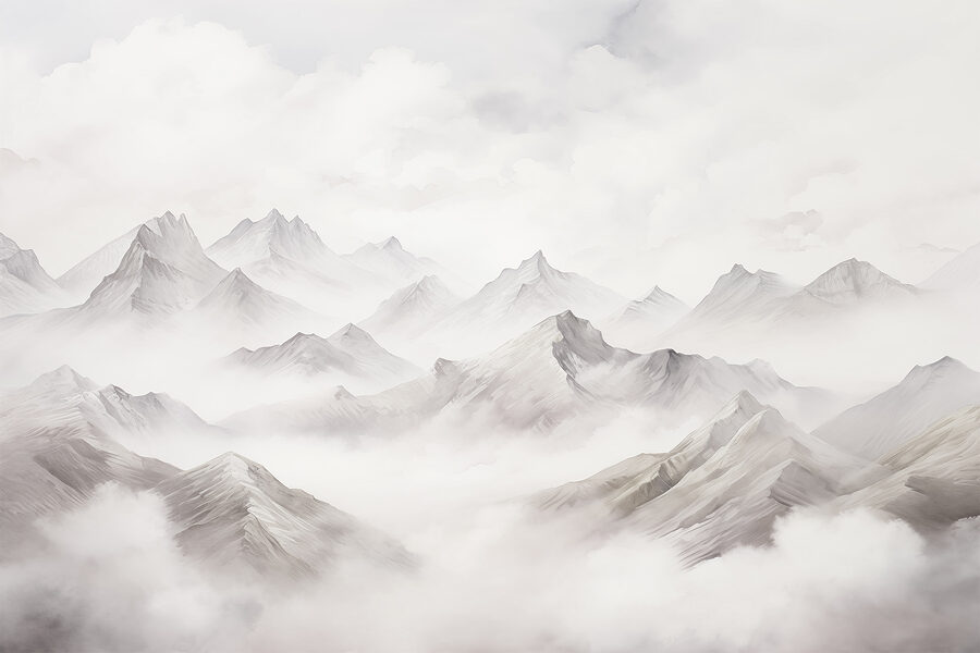 Bergkette mit Wolken