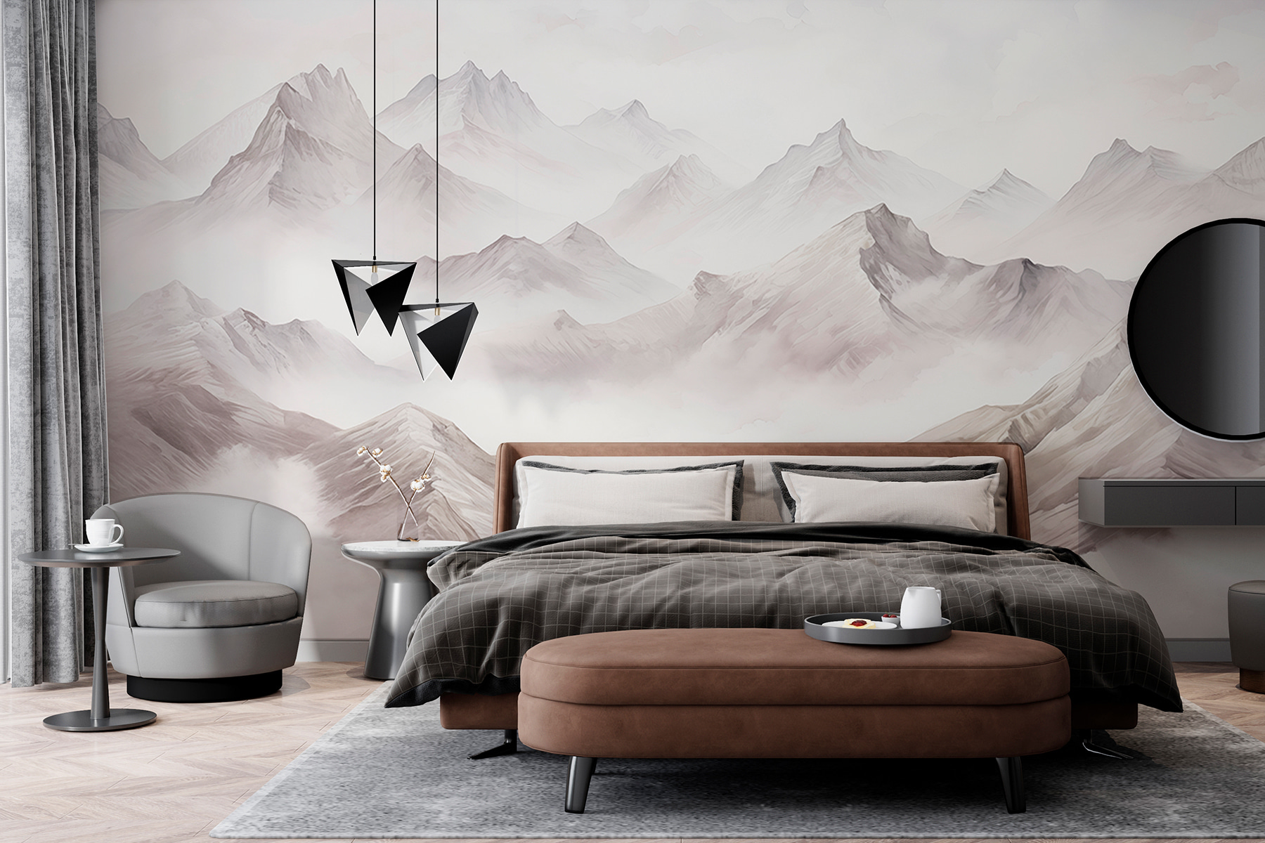 Mountain range with clouds