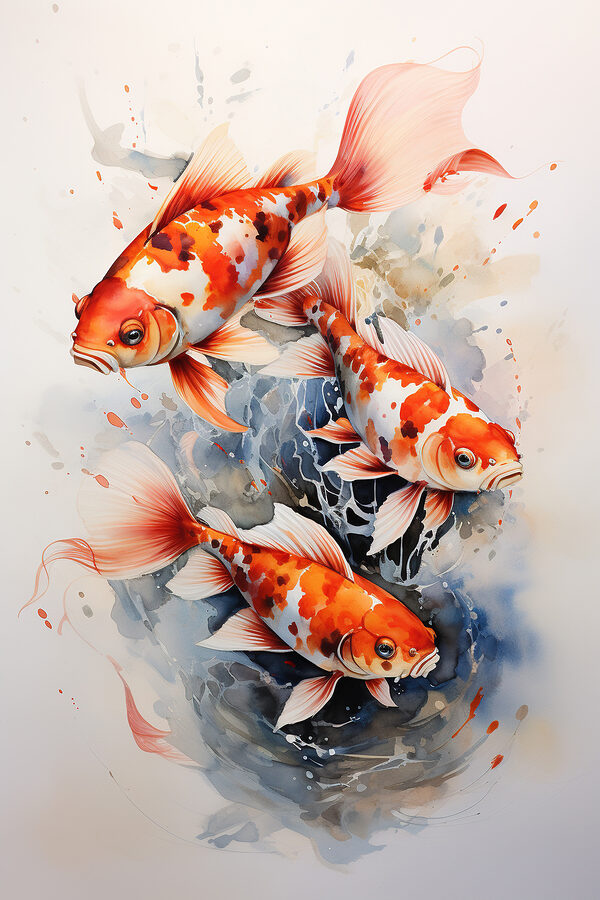 Group of orange and white fish