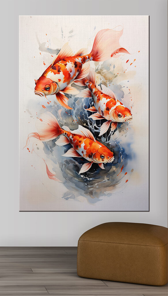 Group of orange and white fish