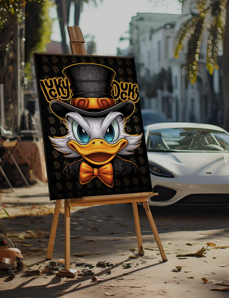 Cartoon duck wearing a top hat