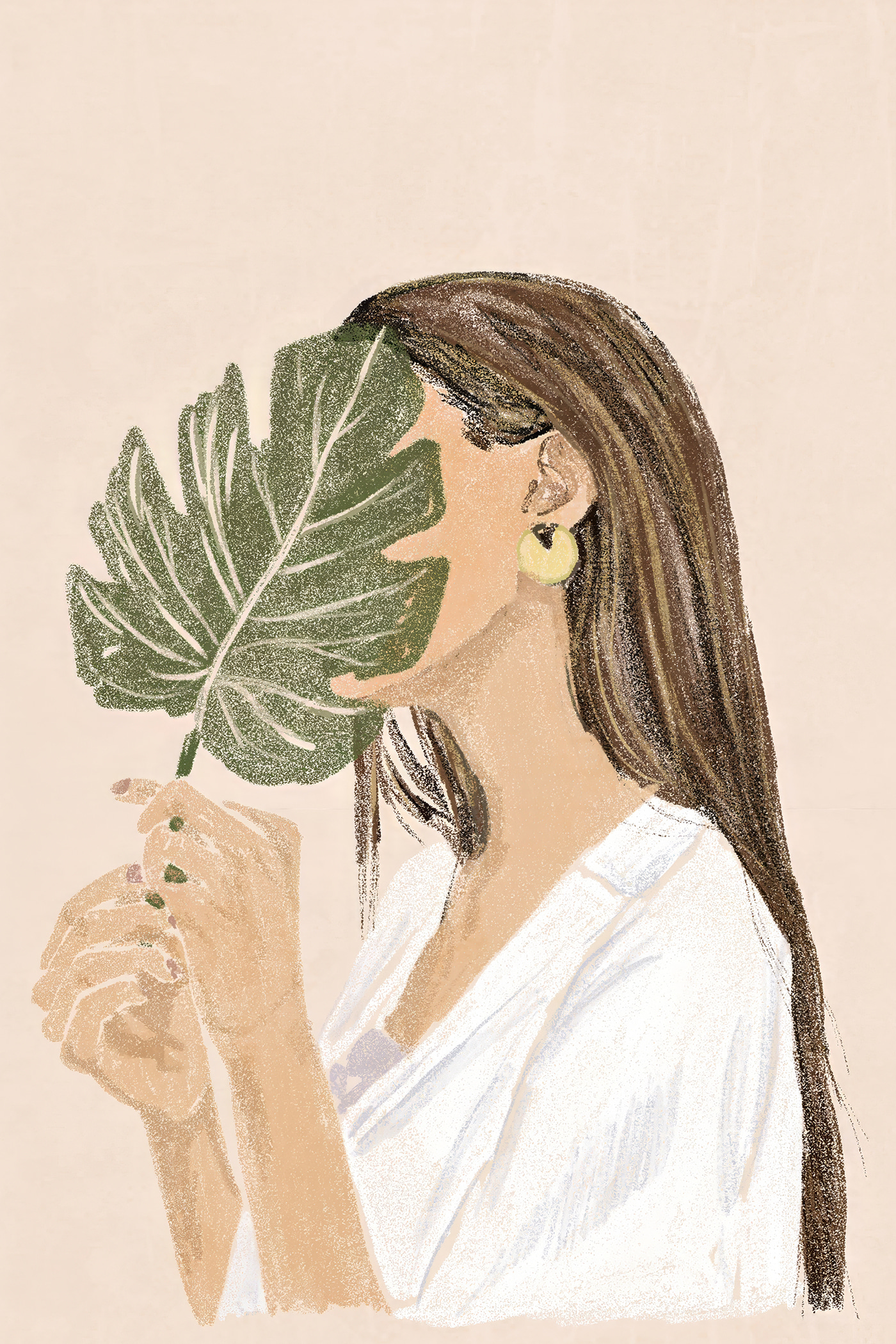 Woman holding a leaf